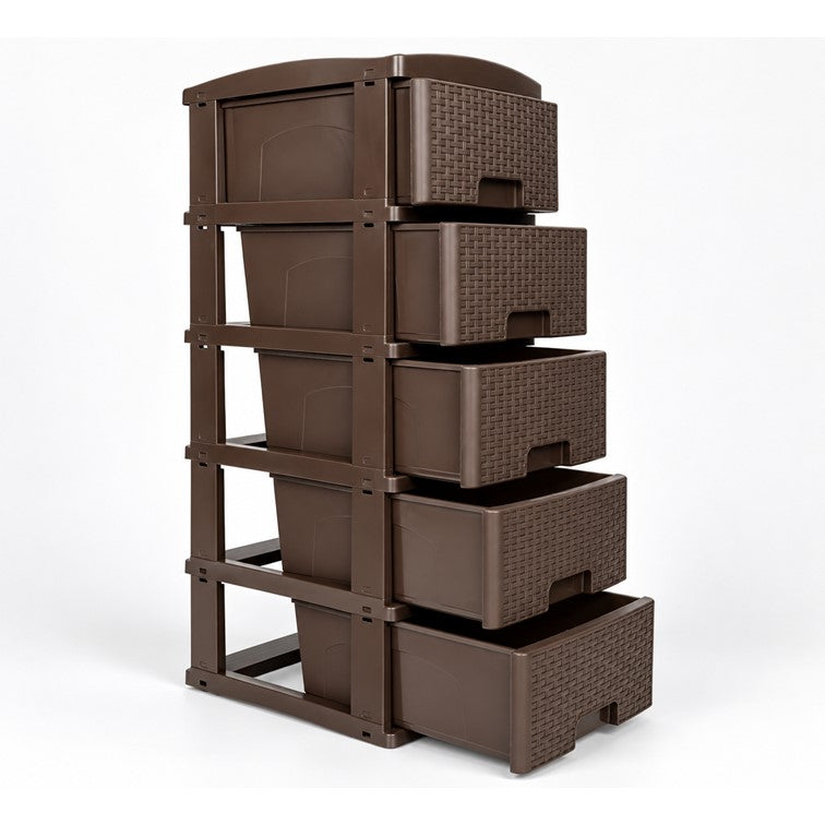 Practimueble Apariencia Rattan 5 Gavetas Colplast Color Wengue 300772