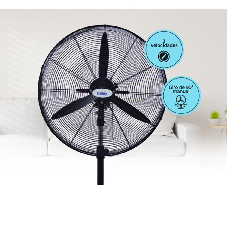 Ventilador Industrial de Pedestal Kalley de 30" Negro K-VAP30P