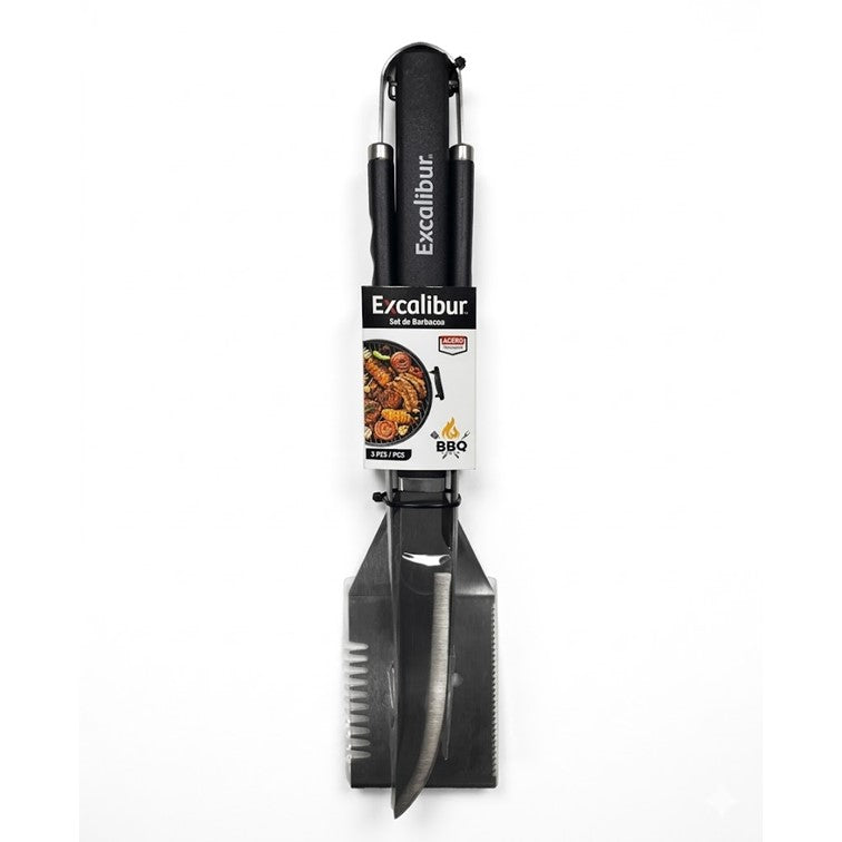 Set X3 Piezas Utensilios BBQ Espatula + Tenedor + Cuchillo A151-BQP03S