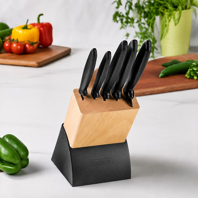 Combo de Cocina Tramontina - Sartenes X3 Und Turim + Cuchillos X5 Und Taco Madera