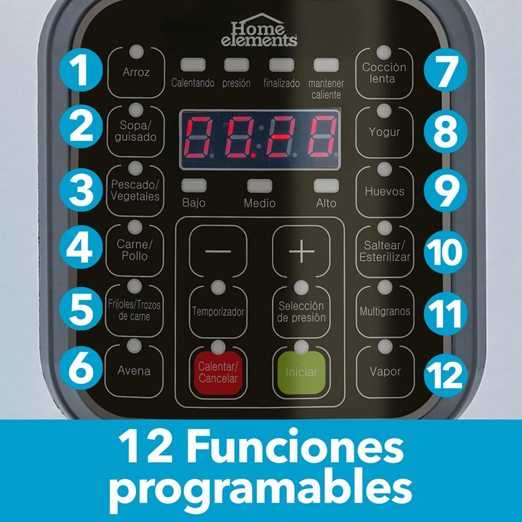 Olla Multifuncional Home Elements de 4 Litros HEOM4202SS