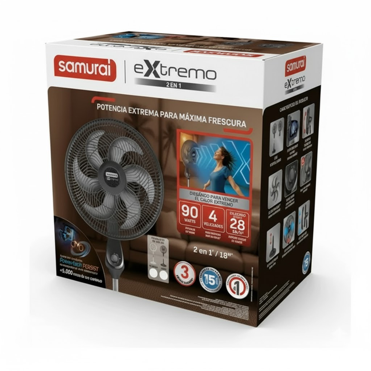 Ventilador Samurai Extremo 2 en 1 Color Negro 5861037054