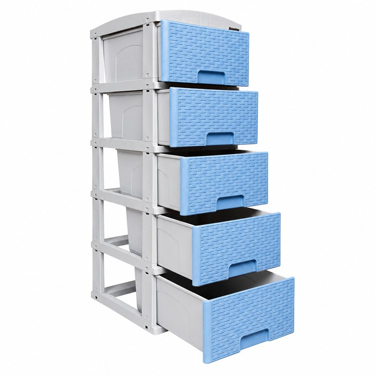 Practimueble Apariencia Rattan 5 Gavetas Colplast Color Azul Celeste 3001340