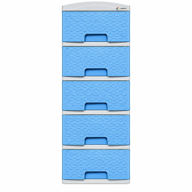 Practimueble Apariencia Rattan 5 Gavetas Colplast Color Azul Celeste 3001340