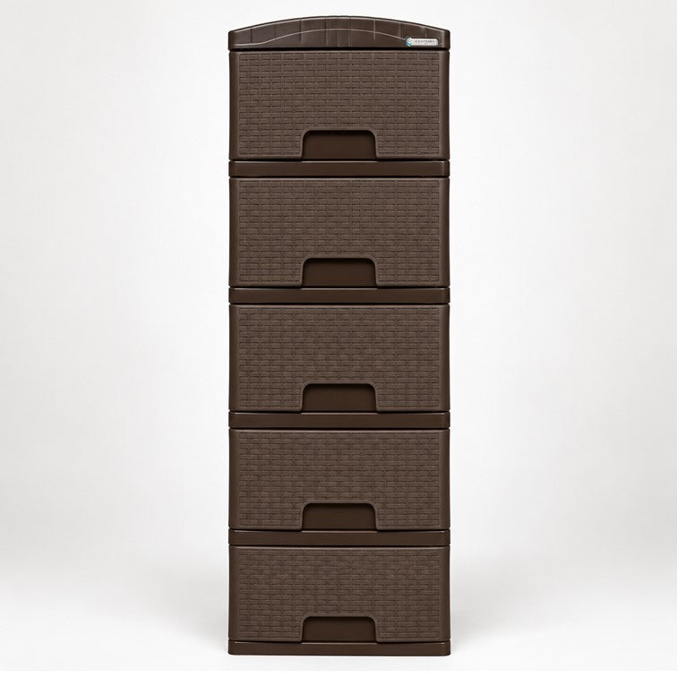 Practimueble Apariencia Rattan 5 Gavetas Colplast Color Wengue 300772