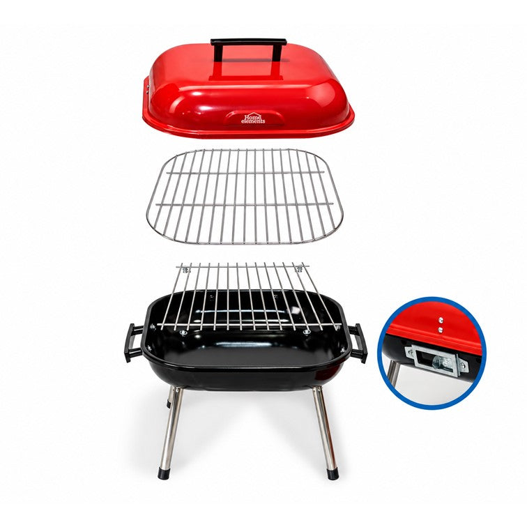 Asador a Carbon de Mesa BBQ Home Elements Rojo HEBBQ9014R