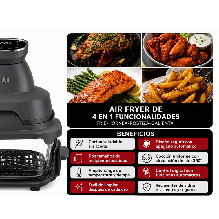 Freidora de Aire Digital BRAVVA HAUS Crunchy Doble Taza
