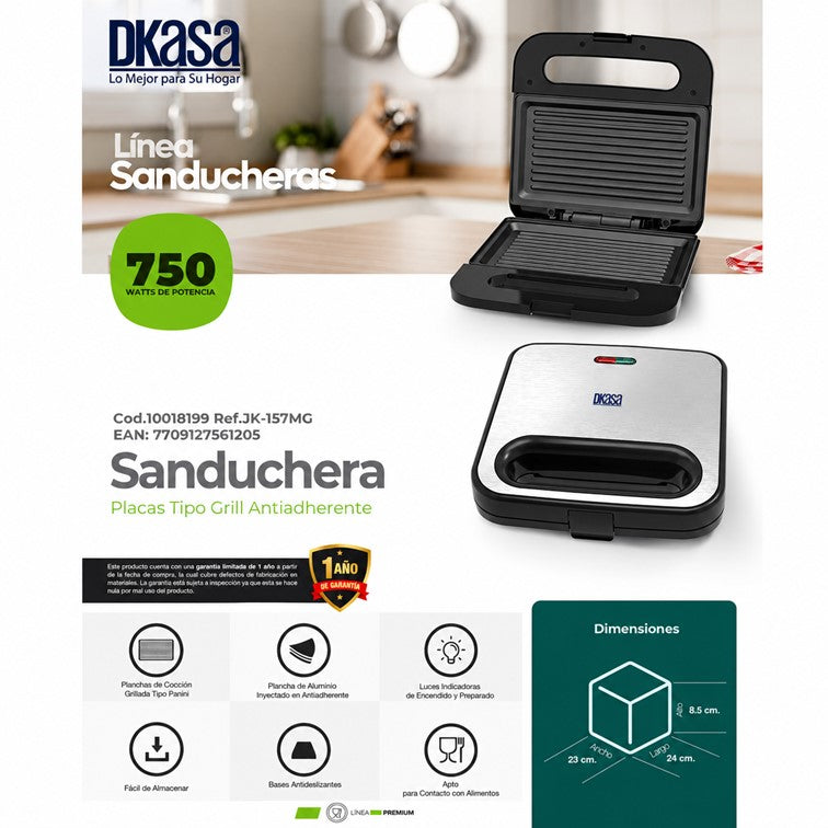 Sanduchera Dkasa Premium Grill en Acero Inoxidable JK-157MG