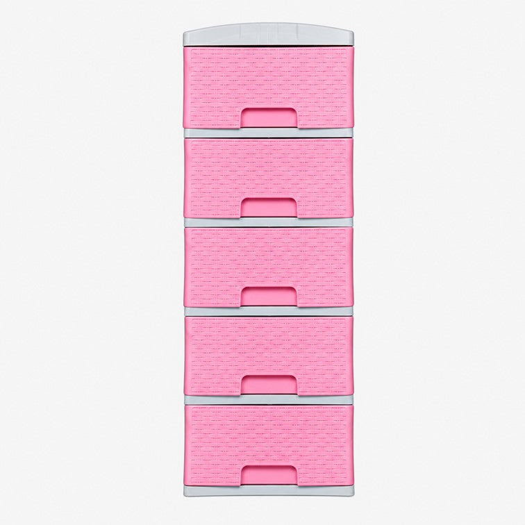 Practimueble Apariencia Rattan 5 Gavetas Colplast Color Rosado 3001348