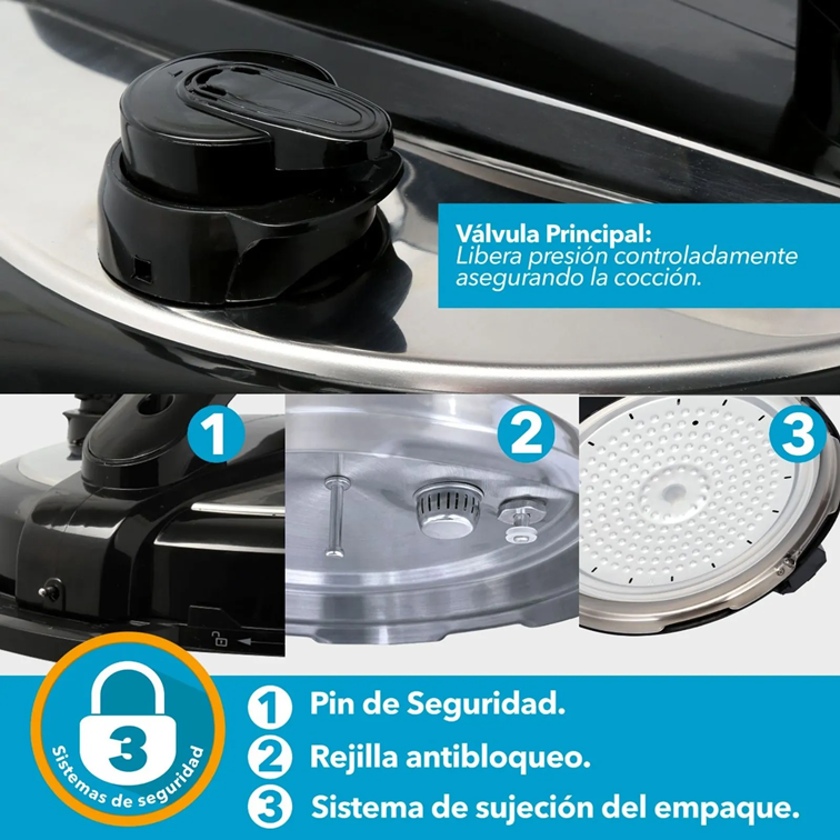 Olla a Presión Home Elements de 3.2 L Con Tapa Acero Inoxidable HEPC32LLSS