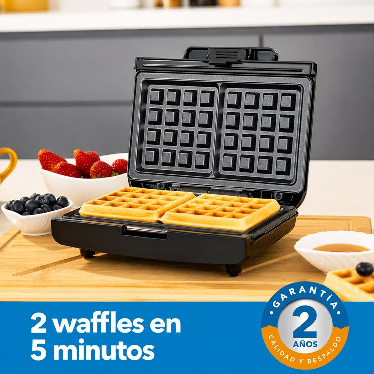 Waflera Eléctrica Cuadrada Home Elements 2 Puestos HEWM155N
