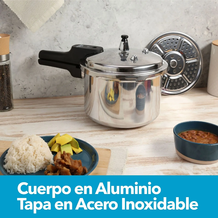 Olla a Presión Home Elements de 11 Litros Con Tapa en Acero Inoxidable HEPC11LLSS