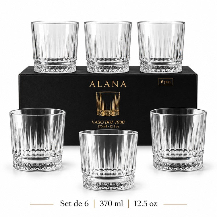 Set X6 Und de Vasos Cortos 1930 Alana Life de 370 Ml CAP030627