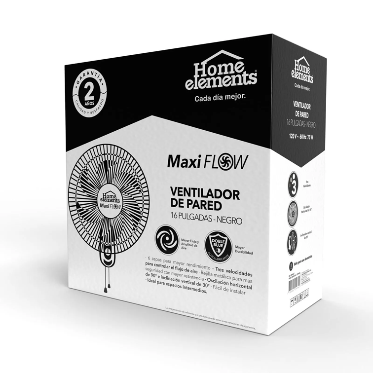 Ventilador Home Elements MaxiFlow de Pared 16" Pulgadas HEMFW6P-16N