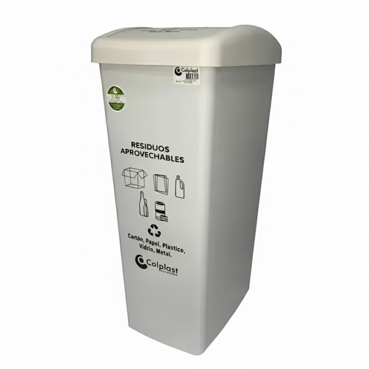Papelera Vaiven de Tapa Plana de 55 Litros Colplast