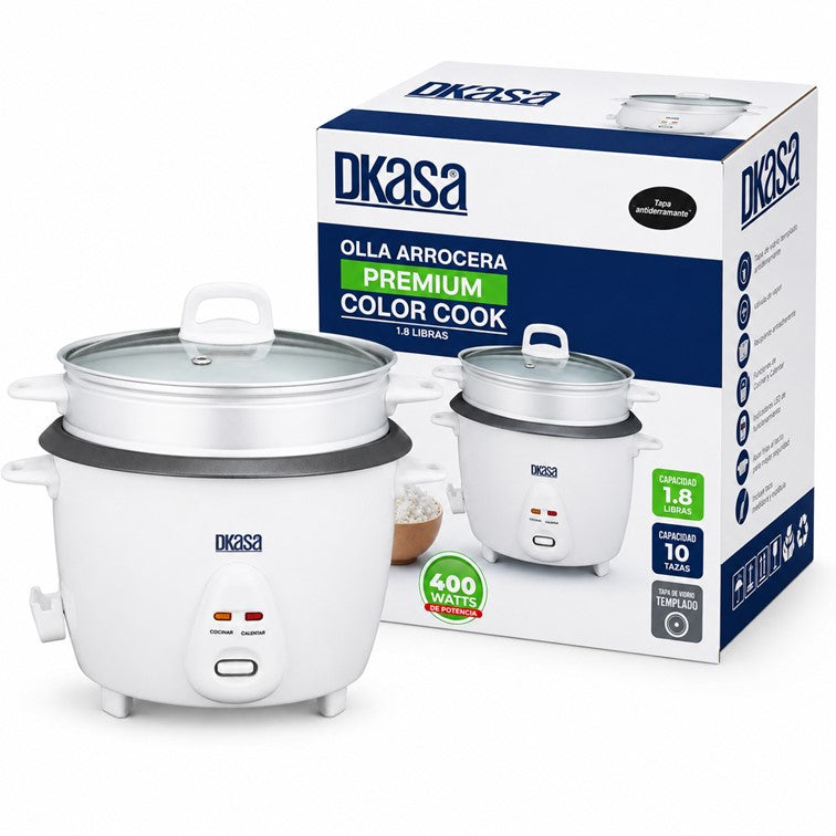 Olla Arrocera Dkasa de 1.8 Libras Blanca RC-B1.8LV3A